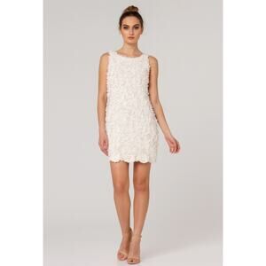 Fashion Nova Novaluxe Luisa Floral Applique Cream Beautiful Mini Dress Sz XL NWT